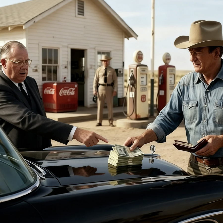 John Wayne Watched a Sheriff Shut Down a Lonely Route 66 Gas Station in 1959 — Moments Later, He Reached Into His Pocket and Changed Everything